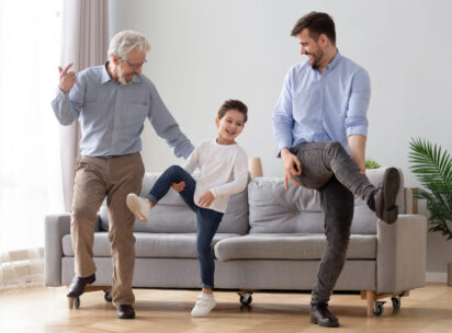 Happy,Active,3,Three,Generation,Men,Family,Senior,Old,Grandfather,