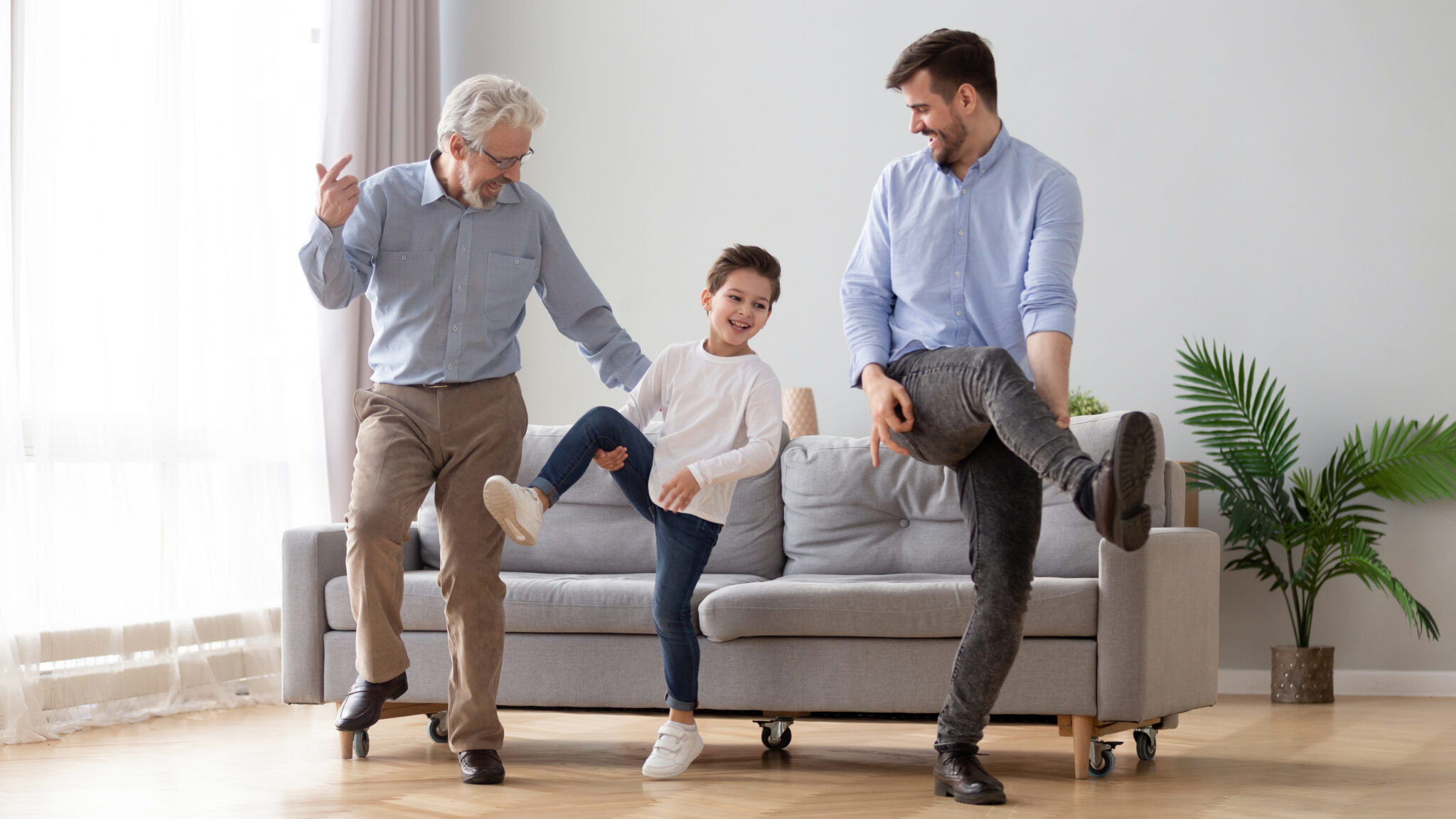 Happy,Active,3,Three,Generation,Men,Family,Senior,Old,Grandfather,