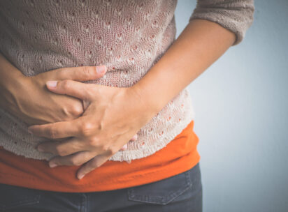 Young,Woman,Having,Painful,Stomachache.,Chronic,Gastritis.,Abdomen,Bloating,Concept.